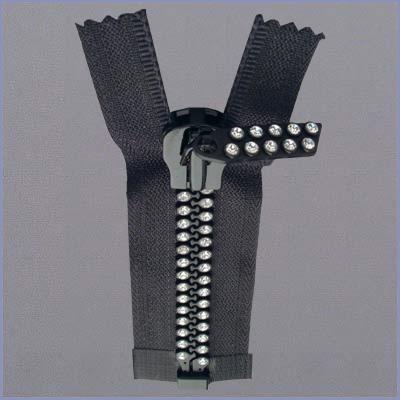 SWAROVSKI ELEMENTS - Double Row Rhinestone Zipper